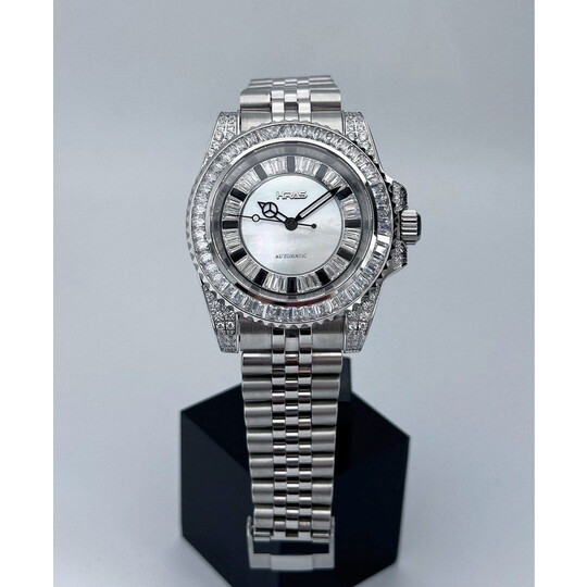 Custom Seiko Mod • Black White Double Diamond MOP Yachtmaster • 40mm